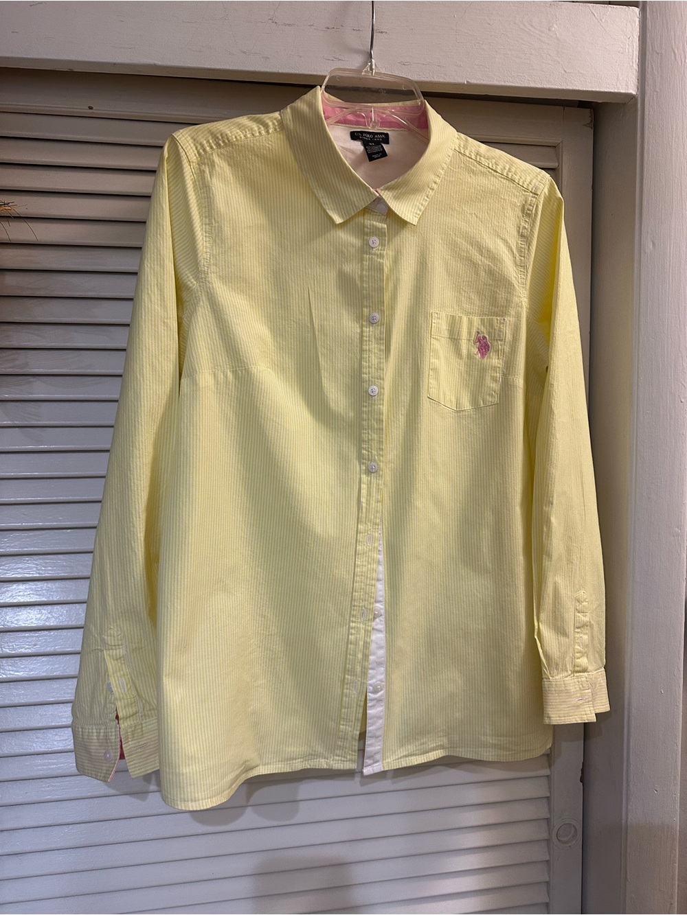 US Polo women’s  Yellow Long-Sleeve Button-Up Shirt